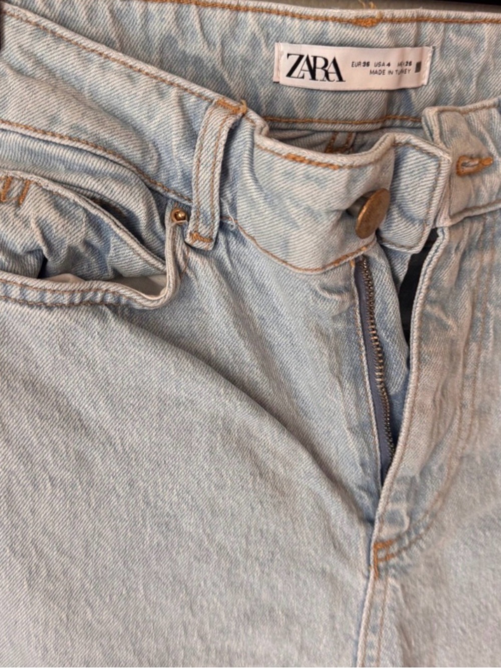 Zara Womens High Rise Straight Leg Light Wash Denim Jeans Blue Size 4 EUR 36 - Picture 2 of 2
